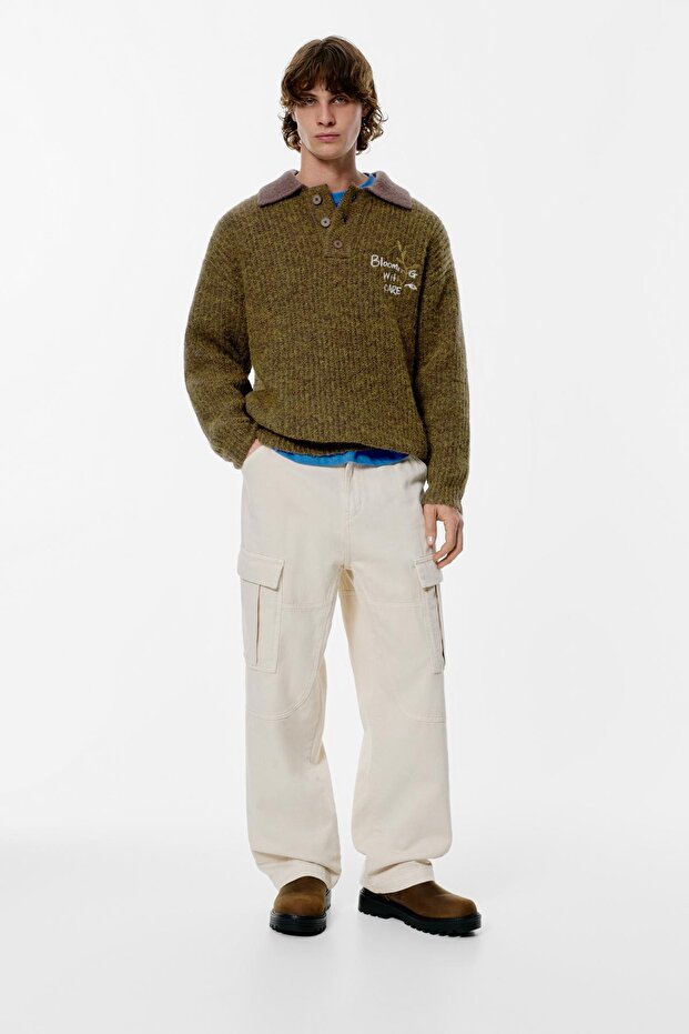 Düğmeli yaka kazak - 3