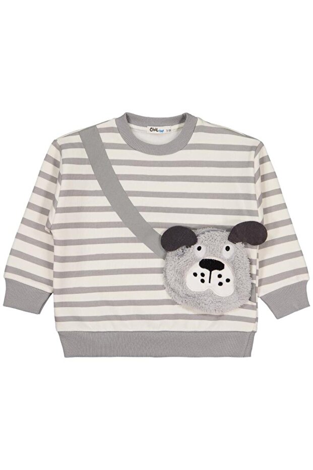 2-5 Years Old Sweatshirt with Dog Bag - Gray 3-4 Years Old