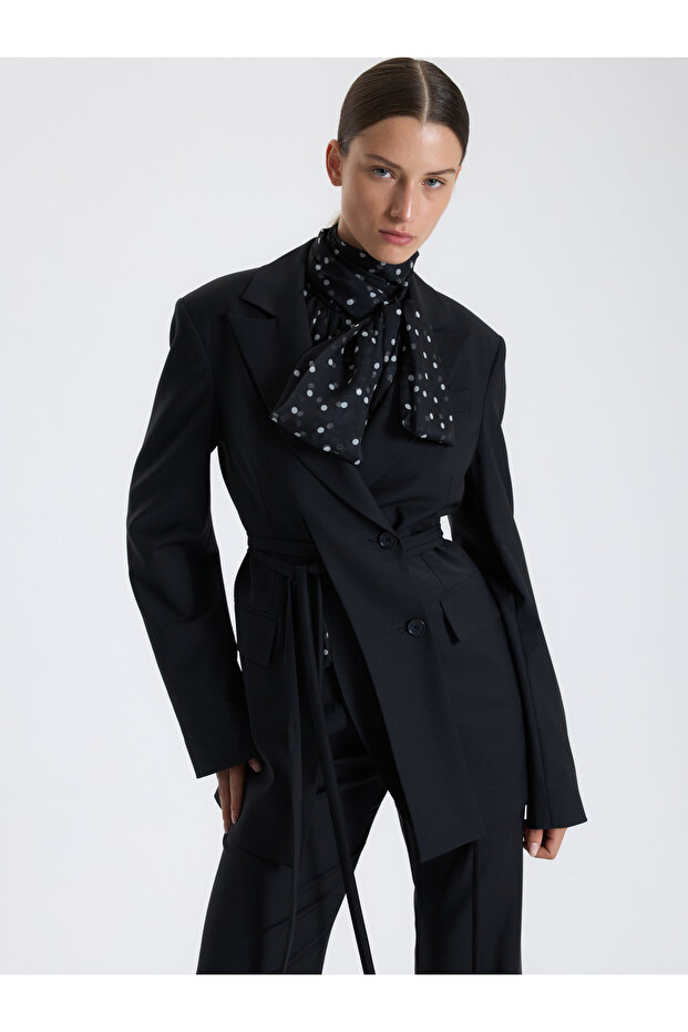 Siyah Minimal Blazer - 4