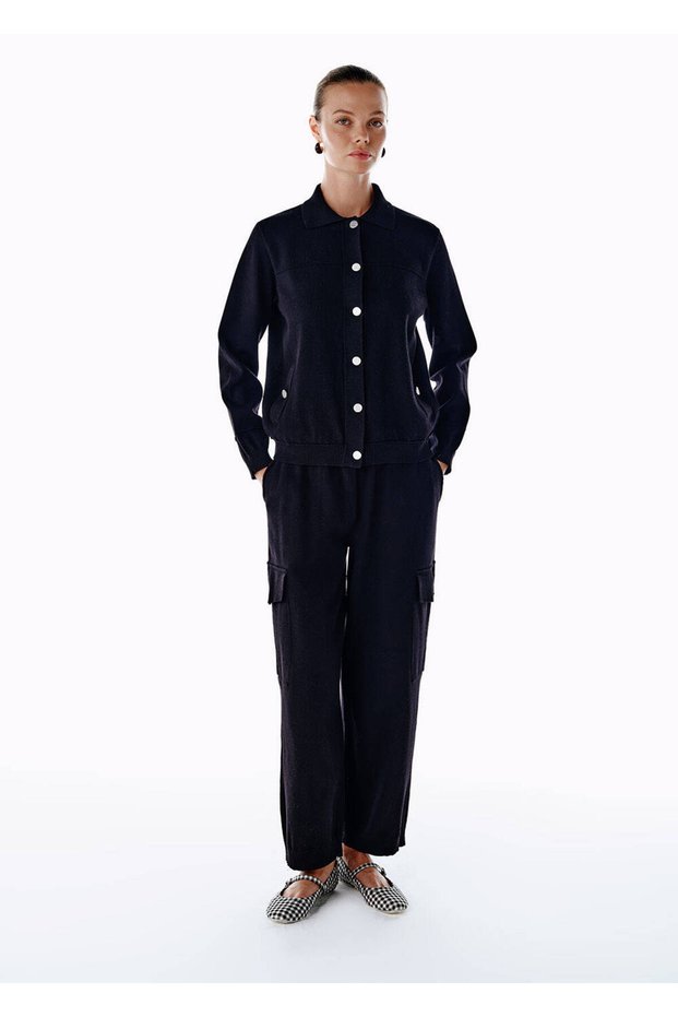 Black Knit Cargo Pants