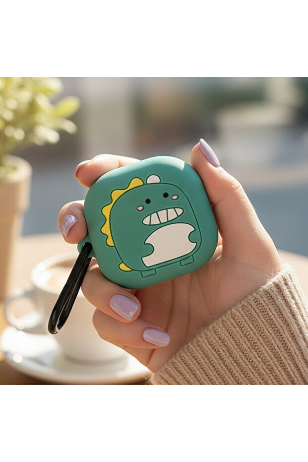 حافظة CaseOnn Galaxy Buds FE مع شخصية ديناصور باللون الأخضر