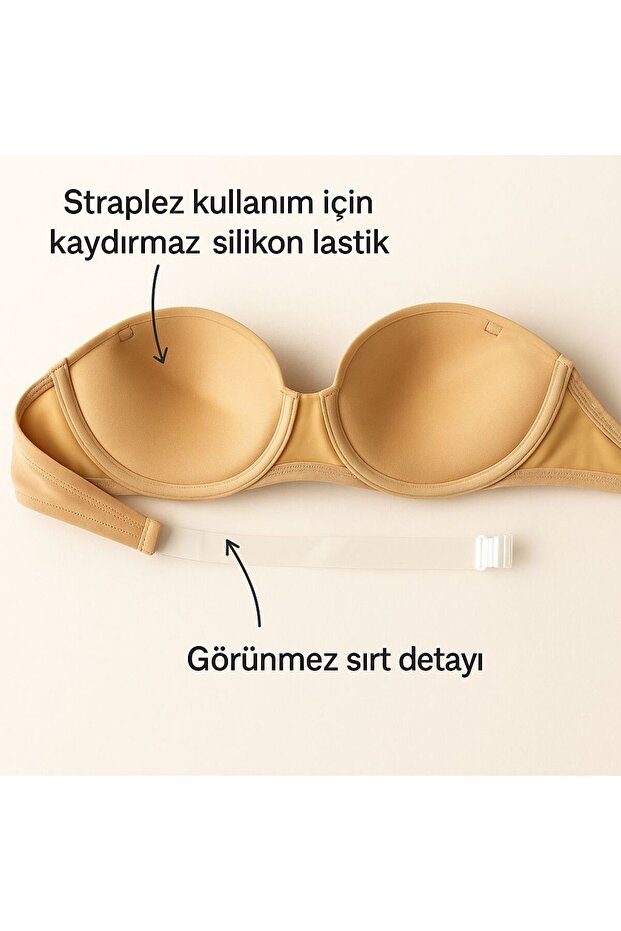 حمالة صدر Pisa Micro Strapless Back Low Cut - مدعمة بالحمالات مع ألوان متعددة وحزام كتف شفاف كهدية