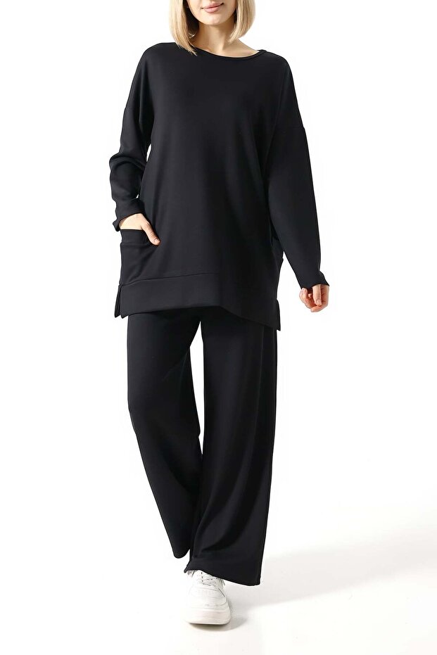 Plain Polyviscose Fabric Double Suit – Relaxed Fit Tunic & Pants Combination