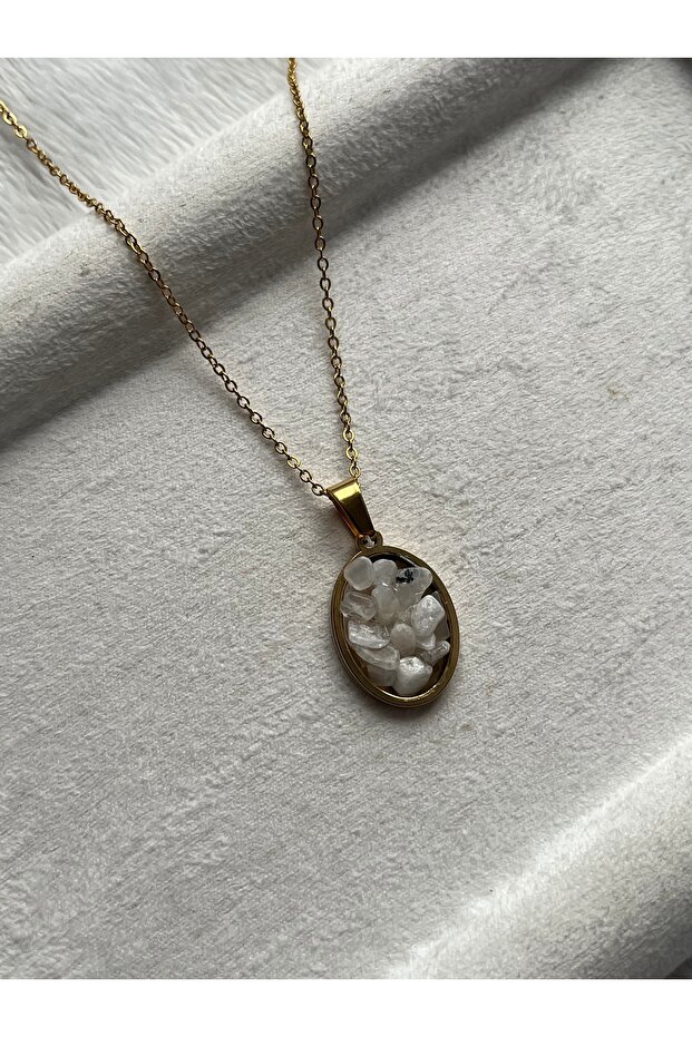 Moonstone Detailed Handmade 316L Steel Necklace Handmade