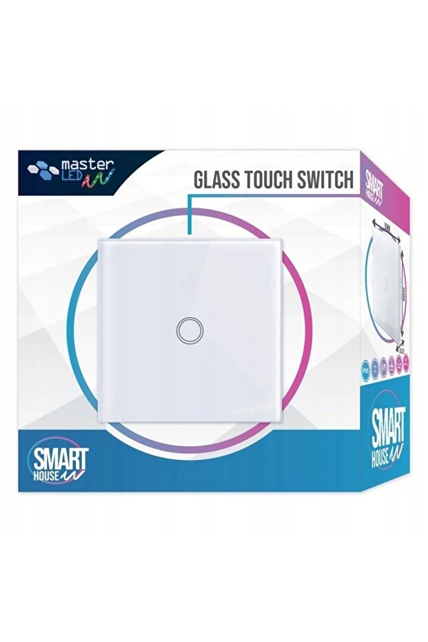 Simple touch switch, LED indicator, recessed, white color - 4