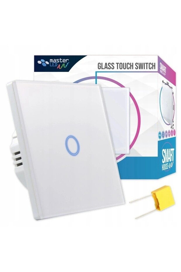 Simple touch switch, LED indicator, recessed, white color - 2