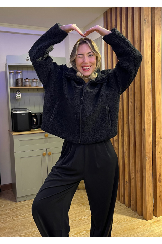 Teddy Fermuarlı Mont - 6