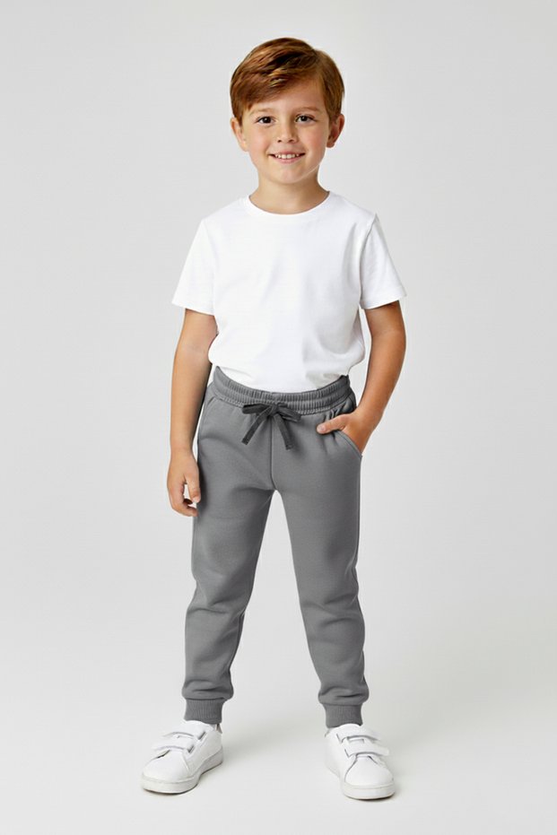 Unisex Girls-Boys Children's Elastic Waistband Elasticated Leg Hem Sweatpants Relaxed Fit