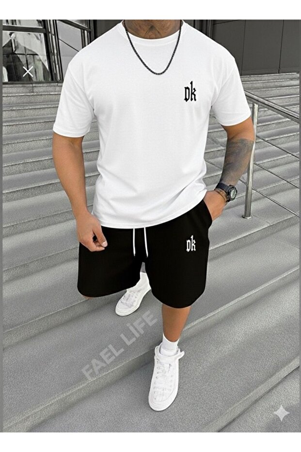 UNISEX TOP AND BOTTOM SET T-SHIRT SHORTS DK PRINTED WIDE FIT