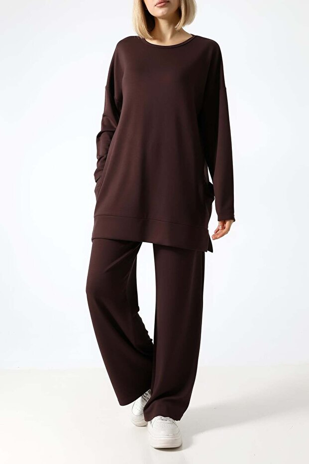 Plain Polyviscose Fabric Double Suit – Relaxed Fit Tunic & Pants Combination