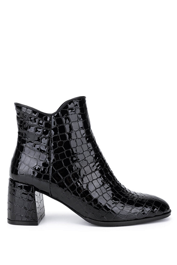 Women's Genuine Leather Black Patent Leather Classic Boots