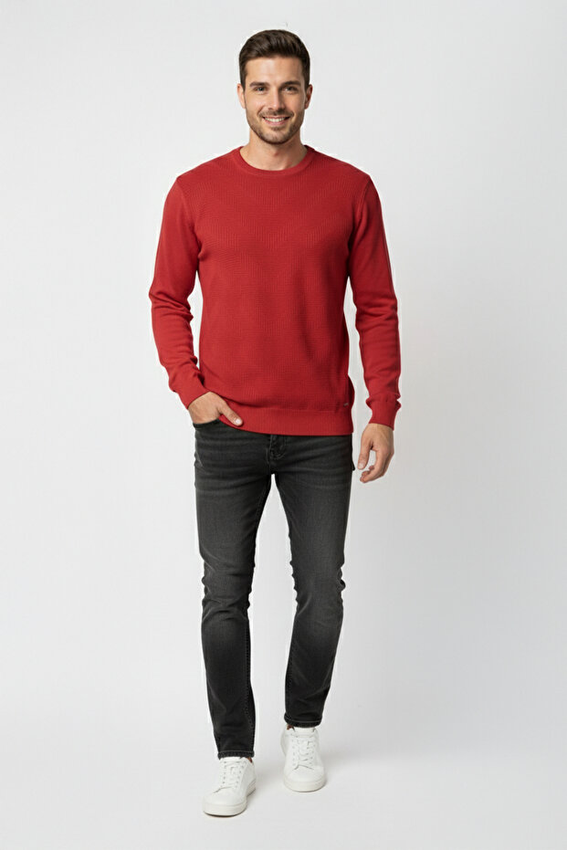 سترة رجالية بياقة دائرية ونقشة هندسية - 2