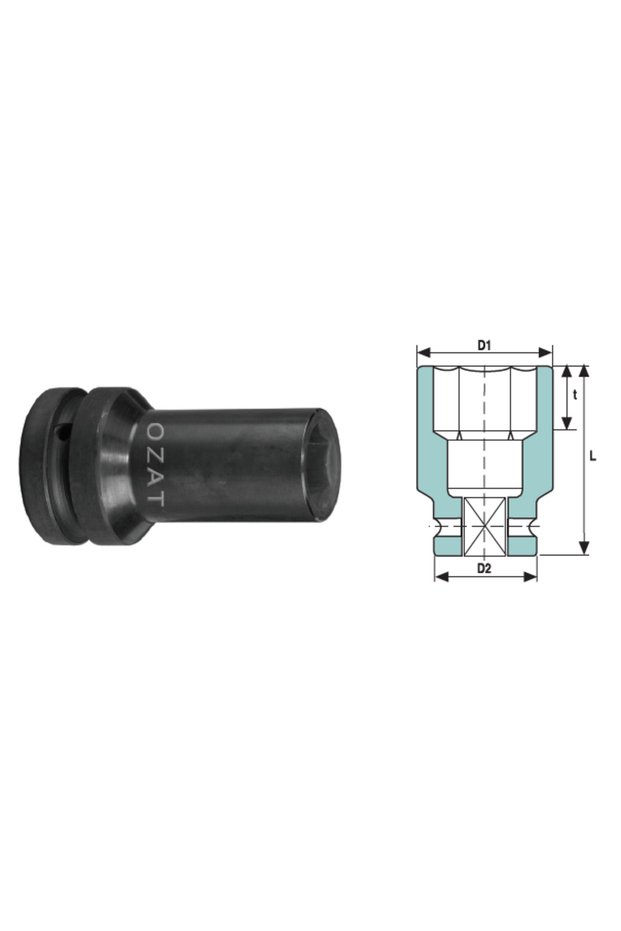 3/4'' thin-walled impact socket head 6-sided, long 19