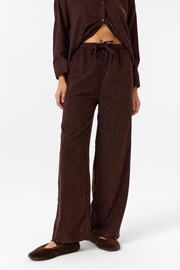 Çizgili Pullu Pantolon - 3