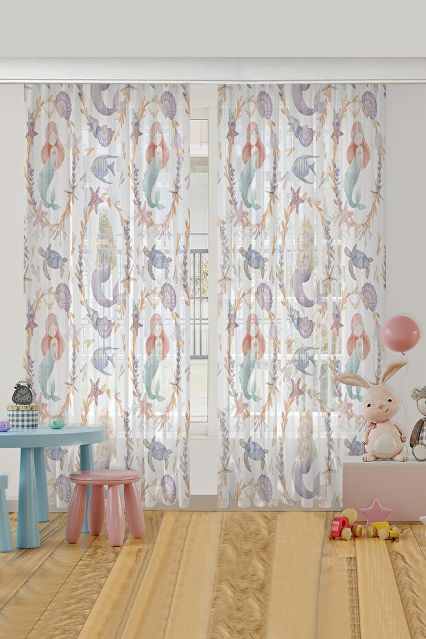 Mermaid Tale Children's Room Tulle Curtain