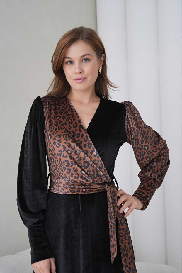 material elastic Rochie maxi din catifea - 6