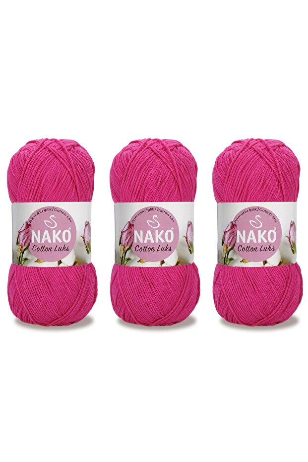 Cotton Lüks El Örgü İpliği 100 Gr 3 ADET Renk No: 97572 FUŞYA - 1