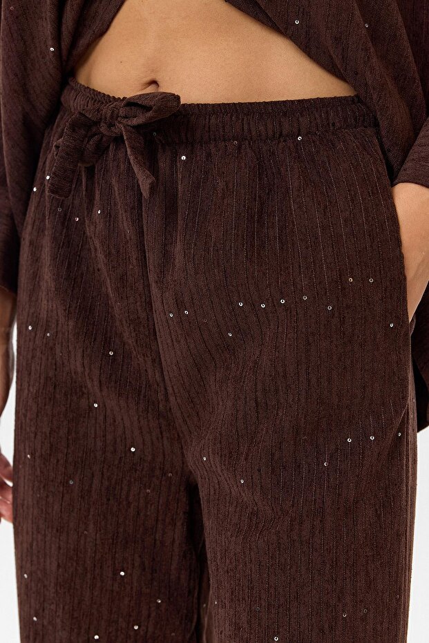 Çizgili Pullu Pantolon - 5