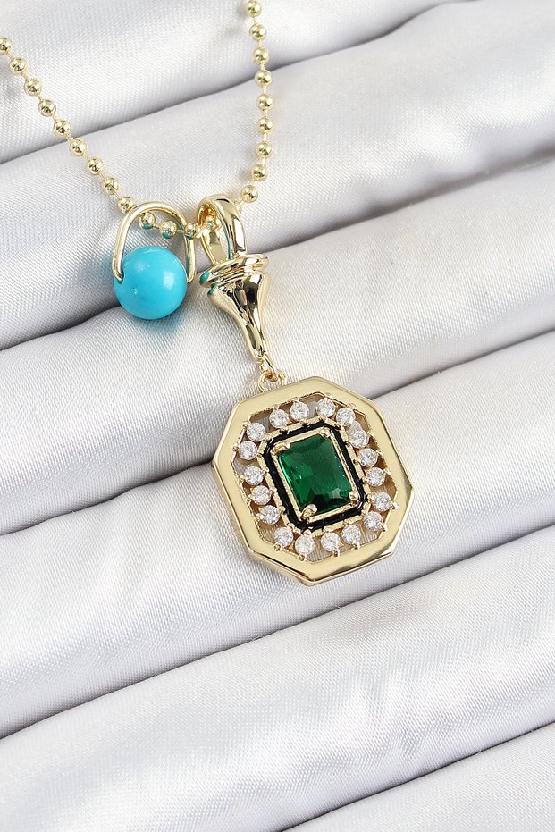 Gold Color Brass Zircon Stone Women's Serenay Necklace