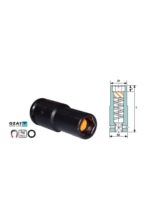 Magnetic impact socket head 3/8'' 13