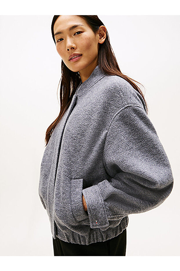 Textured Wool Blend Bomber Jacket - 3