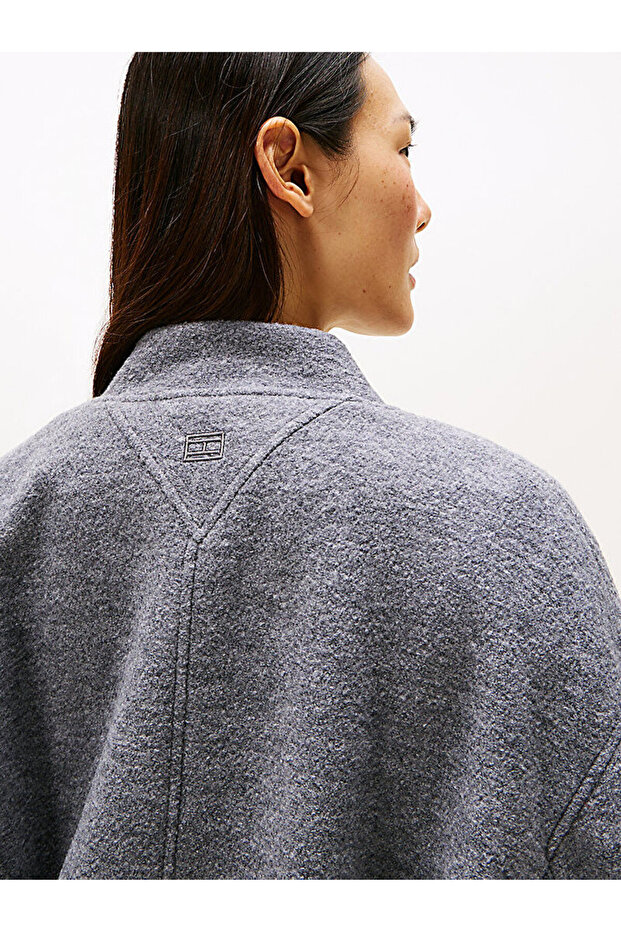 Textured Wool Blend Bomber Jacket - 5