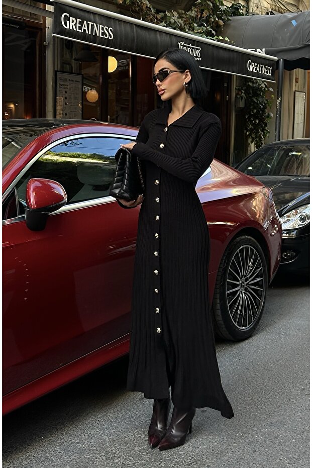 Довга трикотажна сукня - 1