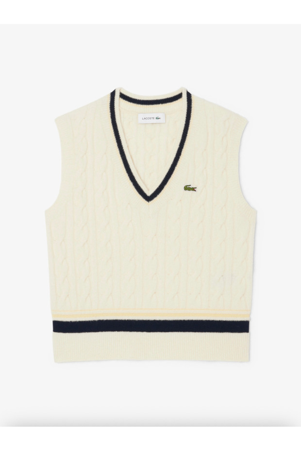 Cable Knit Wool Sweater Vest - 2