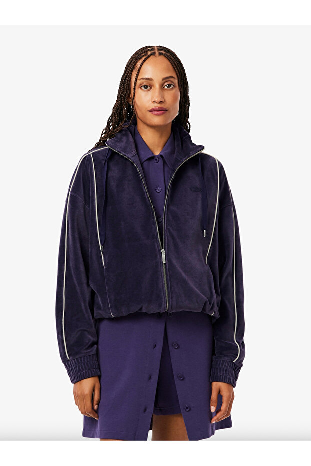 Oversized Zipped Velour Sweatshirt - 1