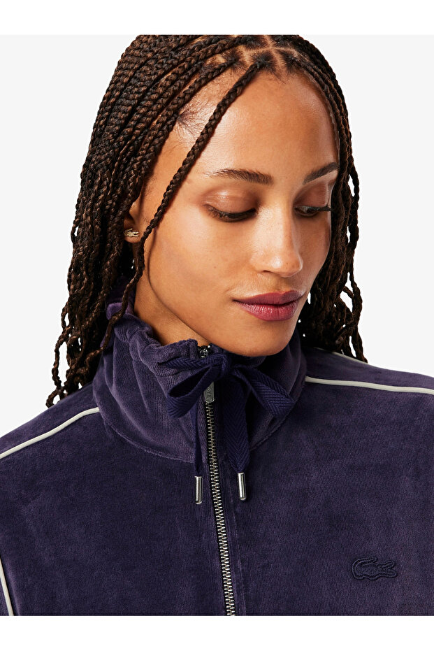 Oversized Zipped Velour Sweatshirt - 3