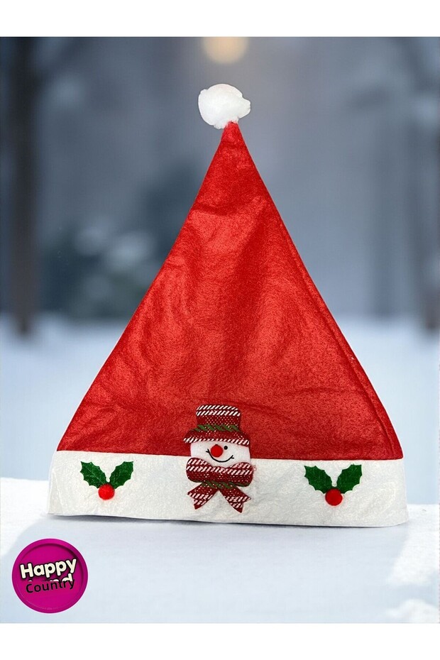 New Year's Hat Snowman Patterned Fiber New Year's Hat Hpy-23