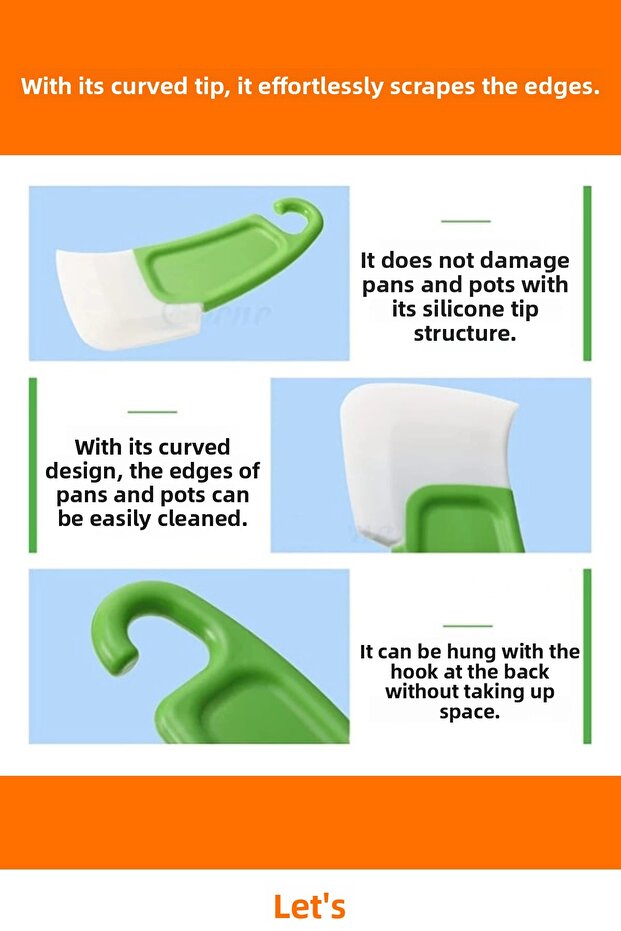 مكشطة تنظيف الأطباق متينة مع رأس سيليكون - 2