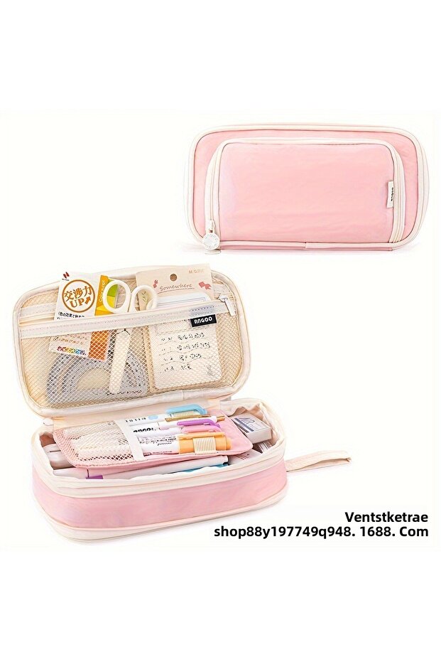 Kawaii Travel Large Capacity Oxford Cloth Multi-Compartment Large Size Pen Holder Pencil Case Gift
