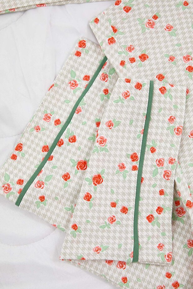 Mint %100 Pamuklu Çiçekli Biyeli Örme Pijama Takımı TBBAW26AI00007 - 5