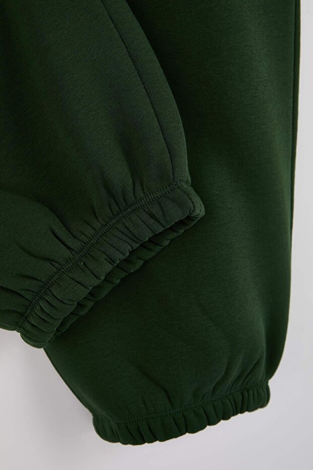 Büyük Beden Haki Oversize/Geniş Kesim Kargo Cepli Kalın Lastik Paça Eşofman Altı TMNAW25AJ00002 - 3