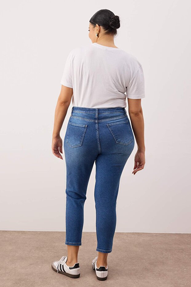 Mavi Yüksel Bel Toparlayıcı Esnek/Strecth Büyük Beden Skinny Jeans TBBAW25CJ00016 - 4