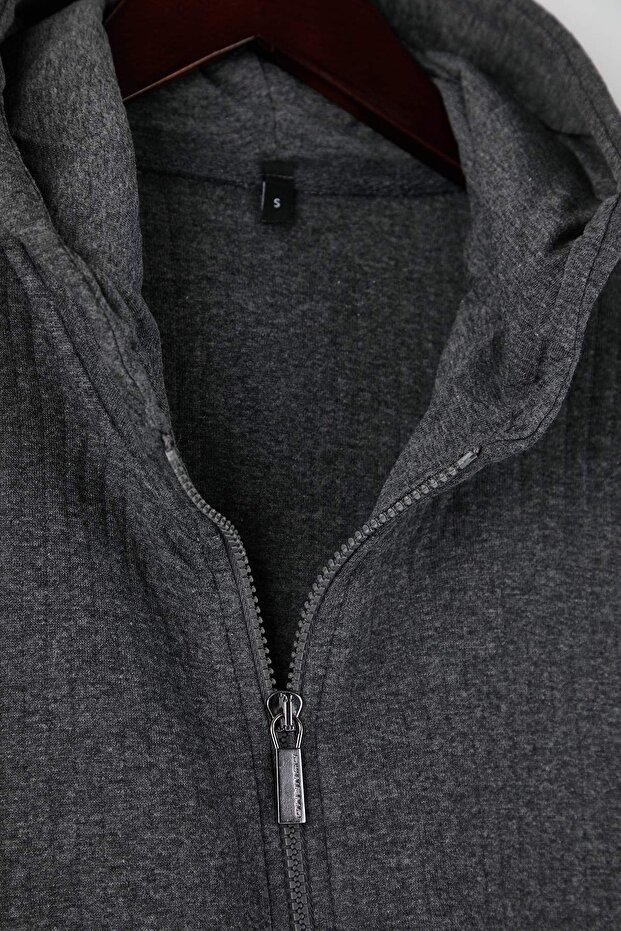 Gri Regular/Normal Kesim Dokulu Kapüşonlu Sweatshirt TMNAW26SW00061 - 7