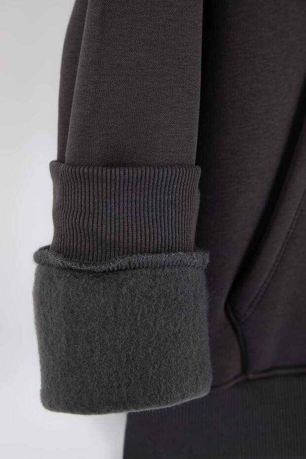 Antrasit Oversize/ Geniş Kesim Aplike Nakışlı Sweatshirt TMNAW26SW00056 - 8