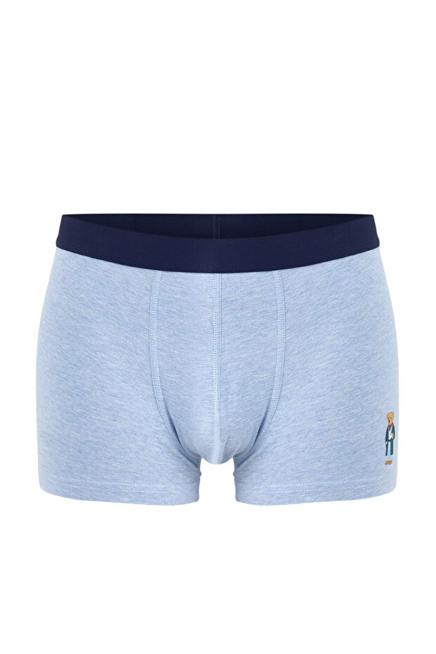 Çok Renkli 3'lü Paket Ayı Baskılı-Düz Esnek Pamuklu Boxer TMNSS25BX00008 - 5