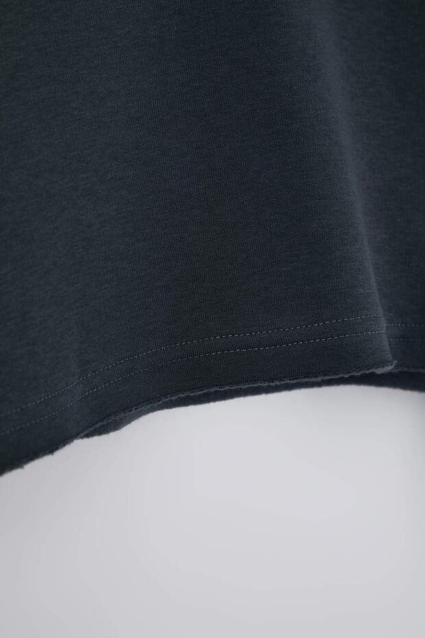Antrasit Kalın İçi Polarlı Bisiklet Yaka Crop Örme Sweatshirt TWOAW26SW00093 - 6