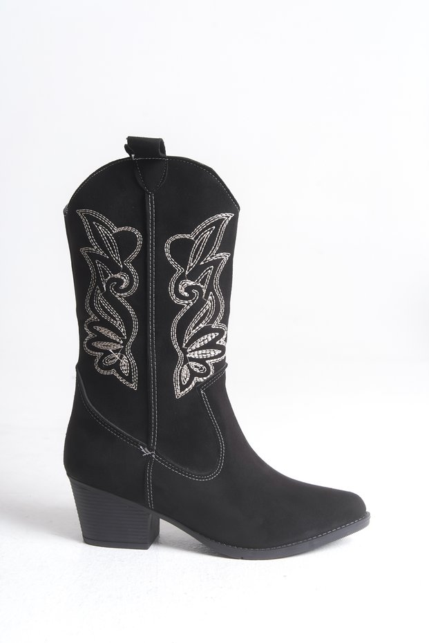 Qiraveth Women's Western Short Boots 001250061 Black Suede
