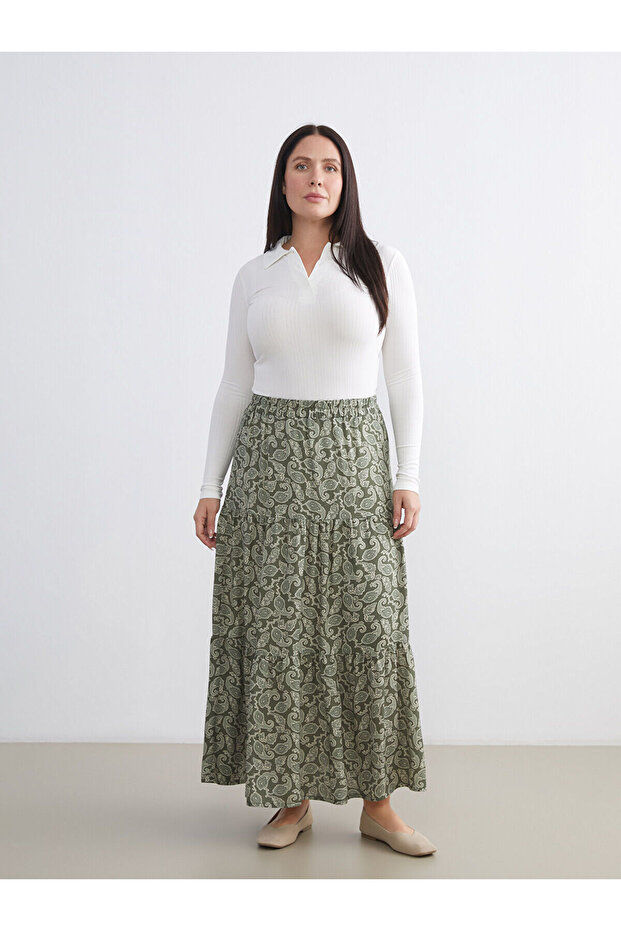 Patterned Katkat Skirt with Elastic Waist