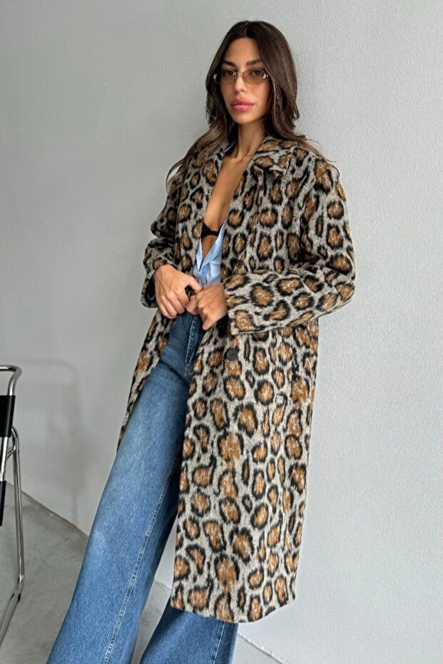 Feather Leopard Pattern Lining Coat Cr8105 - 2