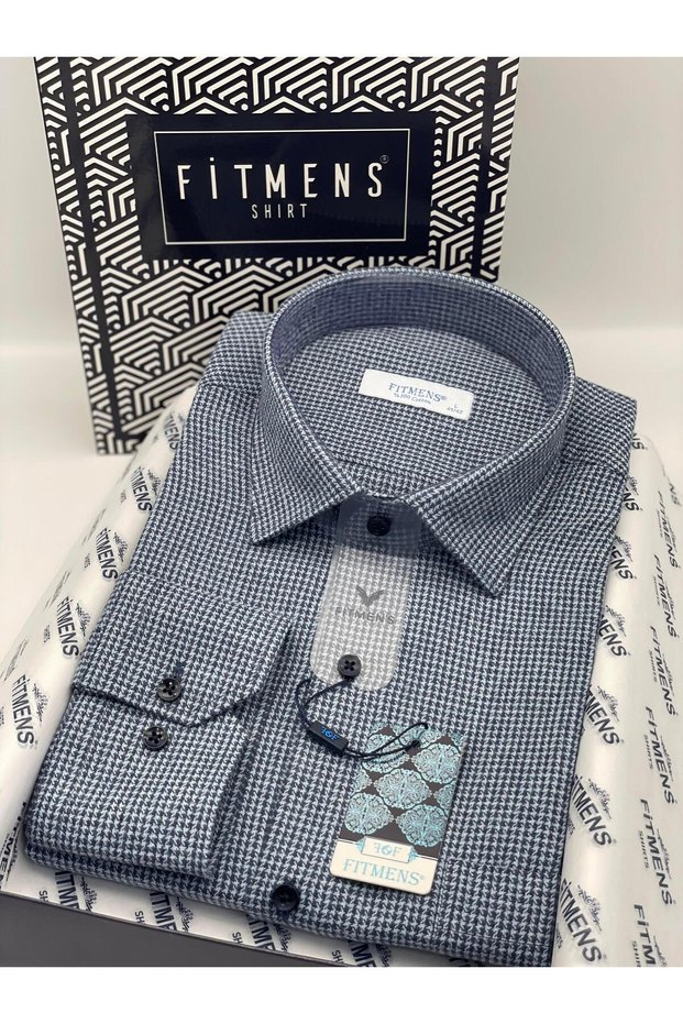 Classic Long Sleeve Winter 100% Cotton Plaid Woodcutter Collar Buttoned Cotton Men's Shirt with Gift Box Fs