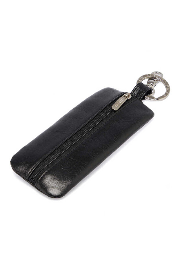 Black Genuine Leather Unisex Keychain - S1An00000192-B06
