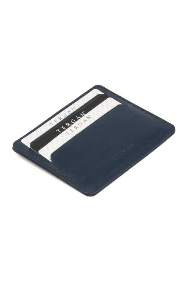 Navy Blue Genuine Leather Unisex Credit Card Holder - S1Kk00001050-H86