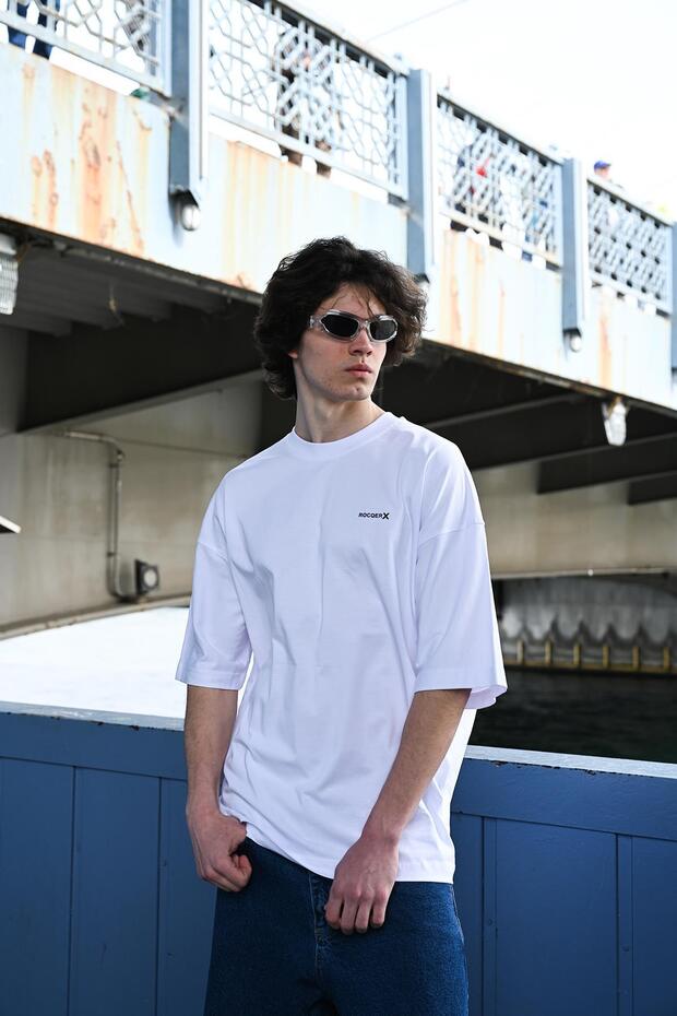 R-5775 Rocqerx Baskılı Düz Basıc Tişört - 1