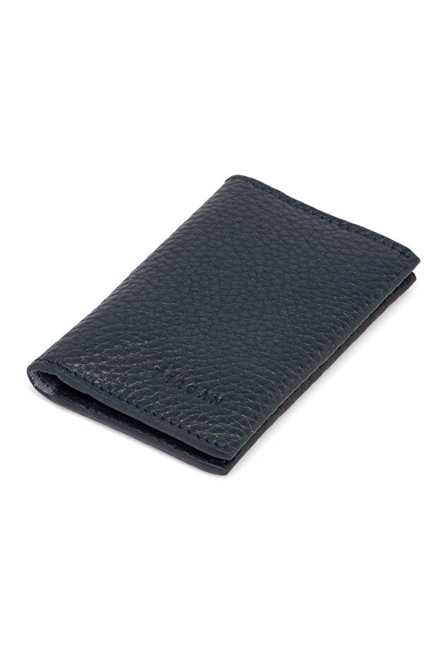 Navy Blue Genuine Leather Unisex Credit Card Holder - S1Kk00000266-A38