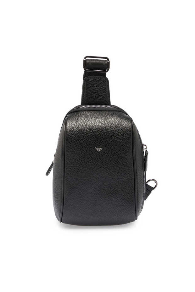 Black Genuine Leather Unisex Crossbody Bag - S1Ac00021511-A41