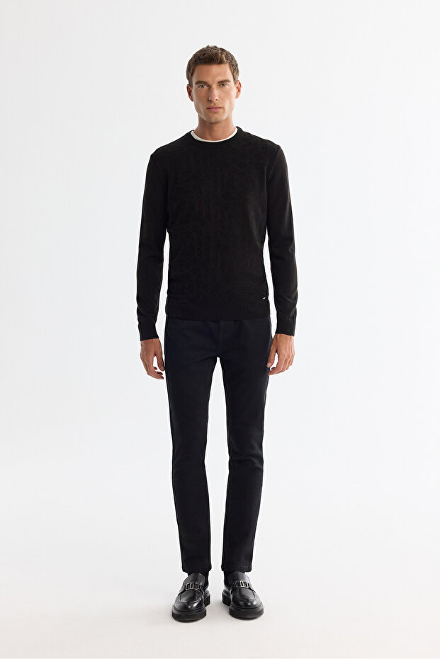 Erkek Siyah Dokulu Basic Kazak E005110 - 6